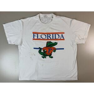 Vintage Mens Florida Gators‎ T Shirt L College Logo Uni Single Stitch Thrashed